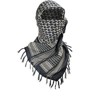 Men's Black/Camel Military Shemagh Tactical Desert Cotton Keffiyeh Scarf Wrap